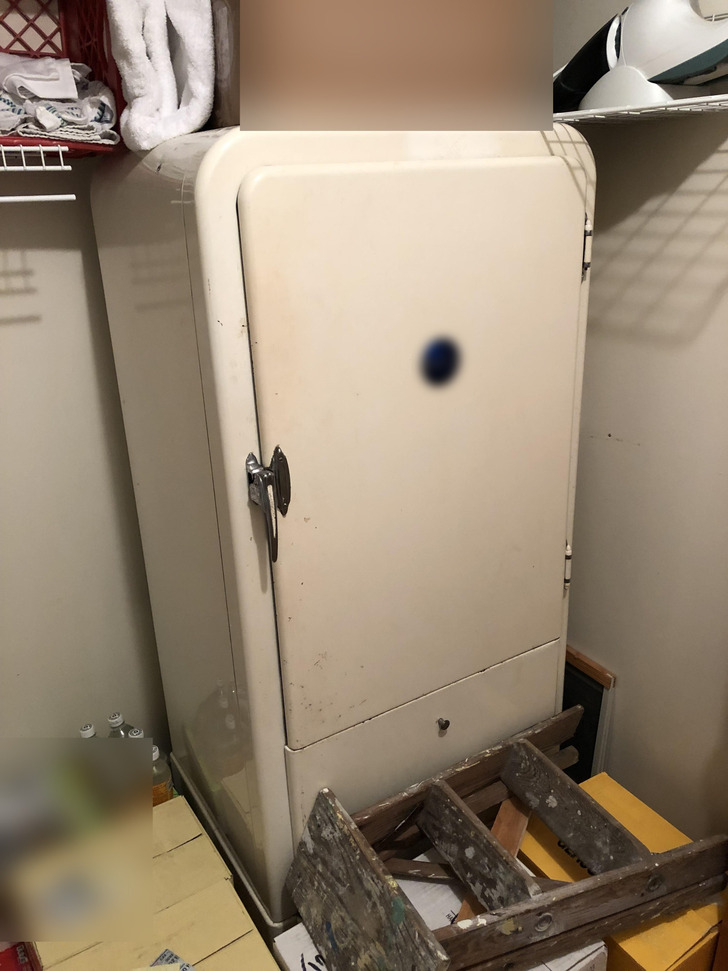A Refrigerator That Turned 99, Still Standing on Its Original Shipping Crate