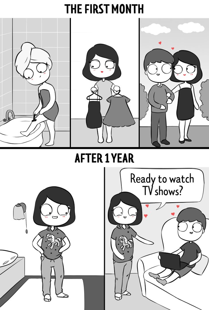 11 Comics Showing a Relationship in the First Month vs a Year Later