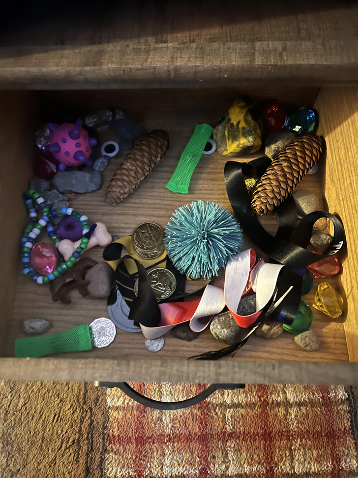 A 4-Year-Old’s Treasure Drawer, and the Sticks Too Fine to Fit in It