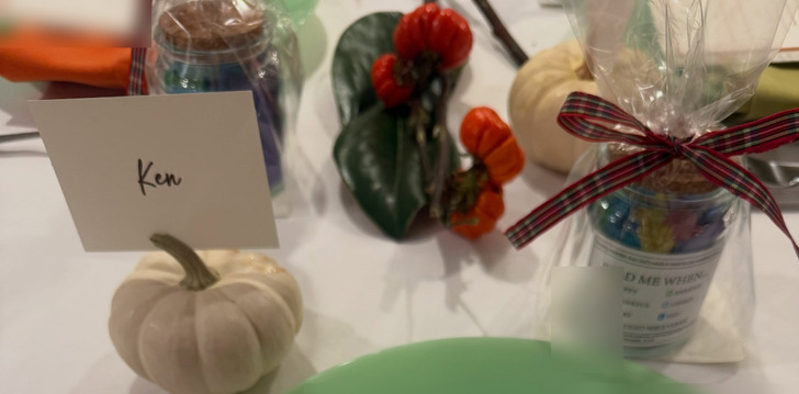 Name Cards Slid Into Mini Pumpkins, Written by the Kids