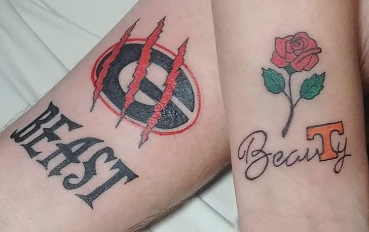 Beauty and beast tattoo  Beauty and the beast tattoo Matching tattoos Matching  couple tattoos