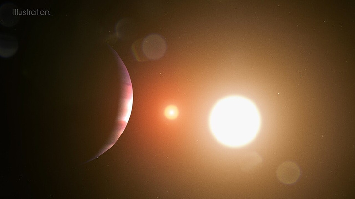 TOI 1338 b and its two stars, NASA illustration