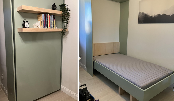 An Office by Day That Becomes a Guest Room When the Murphy Bed Comes Down