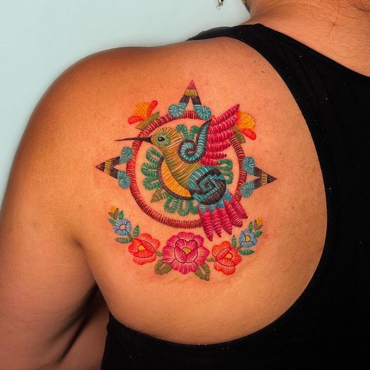 Mexican Tattooist Stitches Colorful Floral Tattoos Inspired by Her  Culture  Embroidery tattoo Floral tattoo Flower tattoo designs