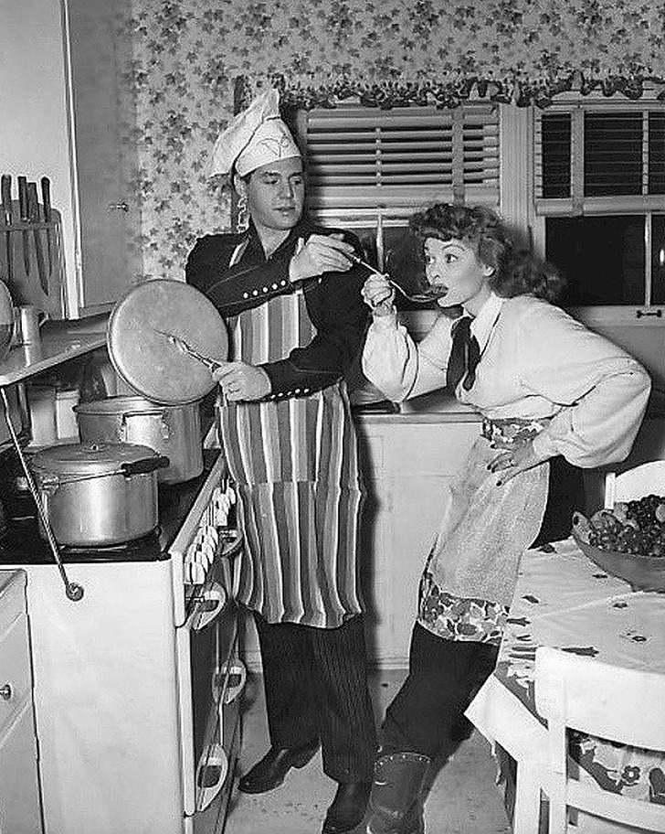 Lucille Ball, 35, with Desi Arnaz · 1947
