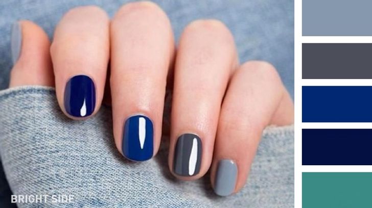 what color nails with navy blue dress.