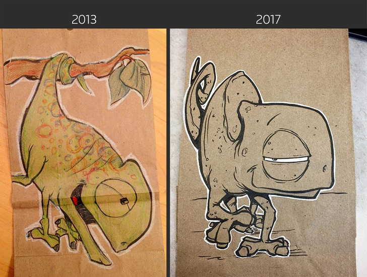 One Dad Has Drawn on His Son’s Lunch Bags Since 2012, and You Can Watch Him Get Better