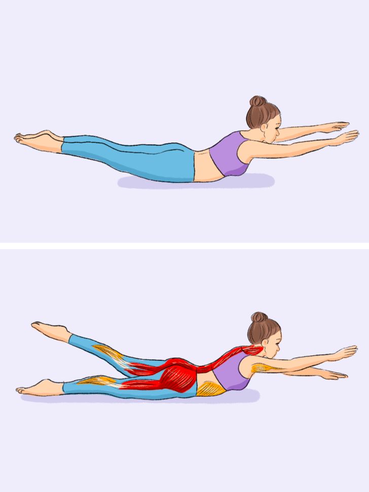 Technique for performing the "Superman" exercise