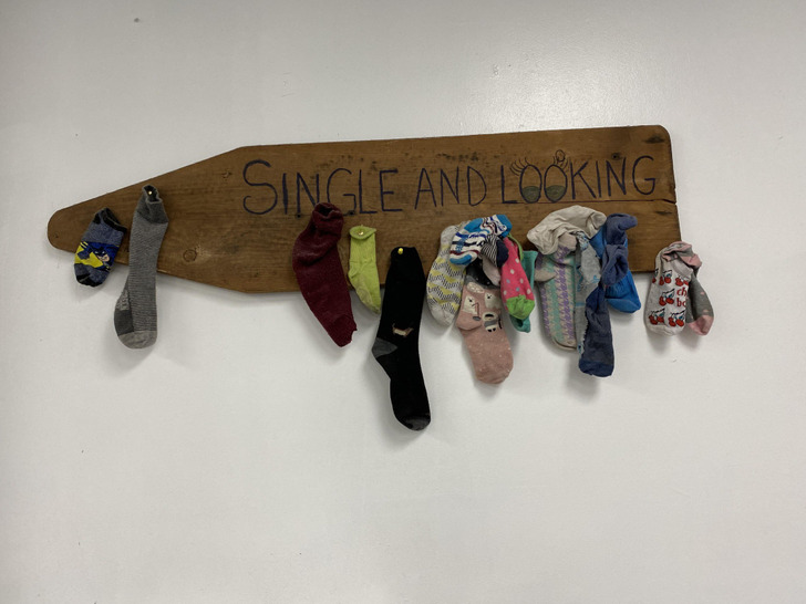 A Laundromat Hung Up a Lost and Found for Single Socks: “Single and Looking”
