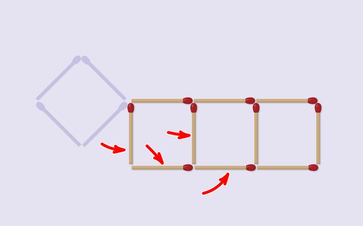 Make Four Matchstick Squares in Two Moves SOLUTION! 