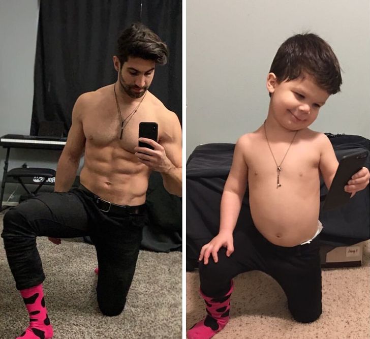 A Toddler Recreates His Uncle’s Photos on Instagram Showing that Charisma Can Be Inherited