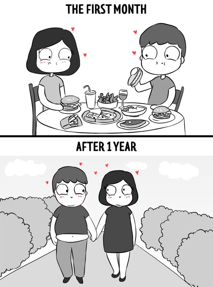 11 Comics Showing a Relationship in the First Month vs a Year Later