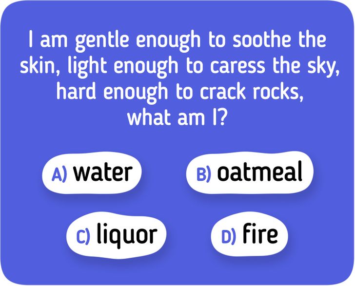 a multiple choice riddle. Can you get the right answer?