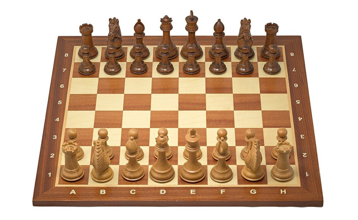 A chess game with Staunton pieces