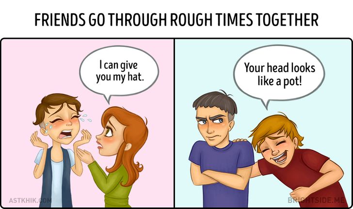 9 Truthful Cartoons About the Differences Between Female and Male Friendships