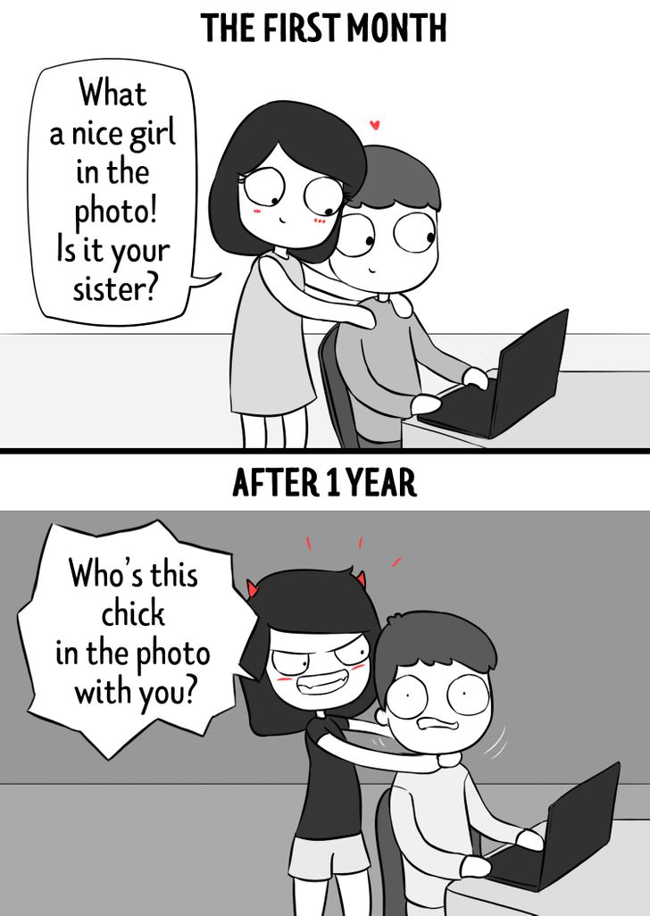 11 Comics Showing a Relationship in the First Month vs a Year Later