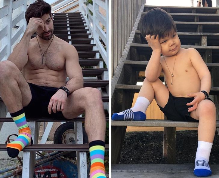 A Toddler Recreates His Uncle’s Photos on Instagram Showing that Charisma Can Be Inherited