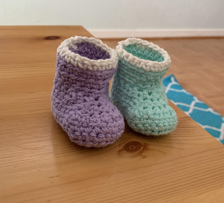 Little Crocheted Booties for Both Sets of Grandparents