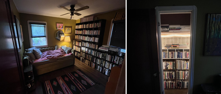 A Guest Room That Became a Library, With a Closet Full of Books