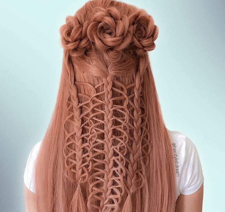 A German Teenager Creates Mesmerizing Hairstyles That Look Like Crocheted Patterns