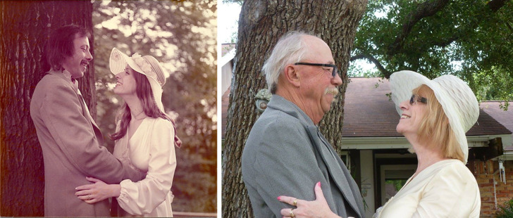 40 Years After “You Wanna Boogie?”, in the Same Pose Under a Tree