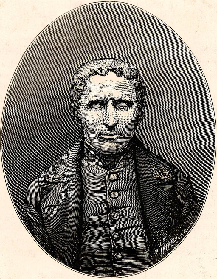 Louis Braille, engraving by Henri Thiriat