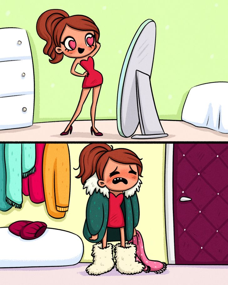 15 Live Comics About How Difficult Girls’ Life in Winter Is