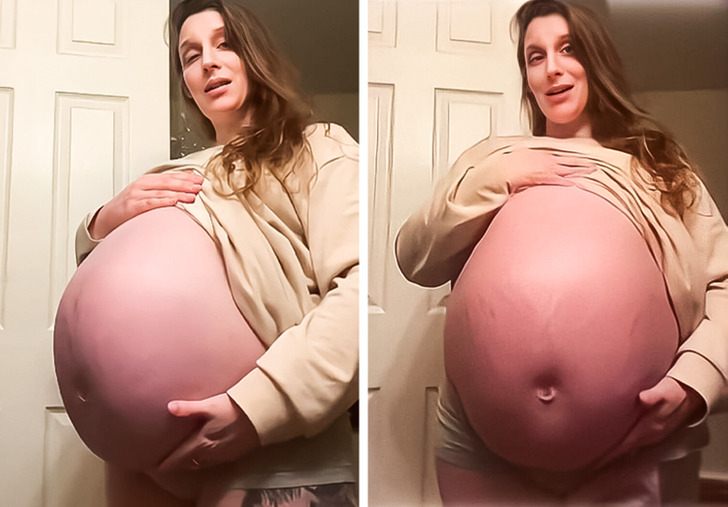 Mom's Huge Baby Bump Has People Guessing She's Having Eight Babies / Bright  Side