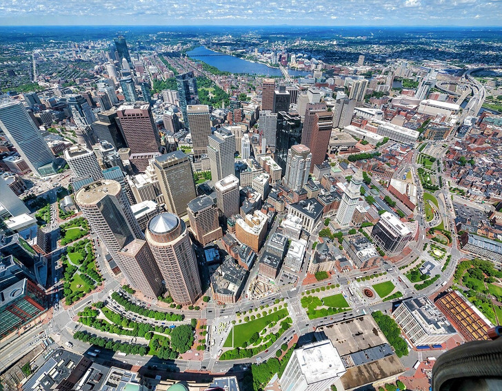 Today: the Greenway’s green strip through downtown, from above