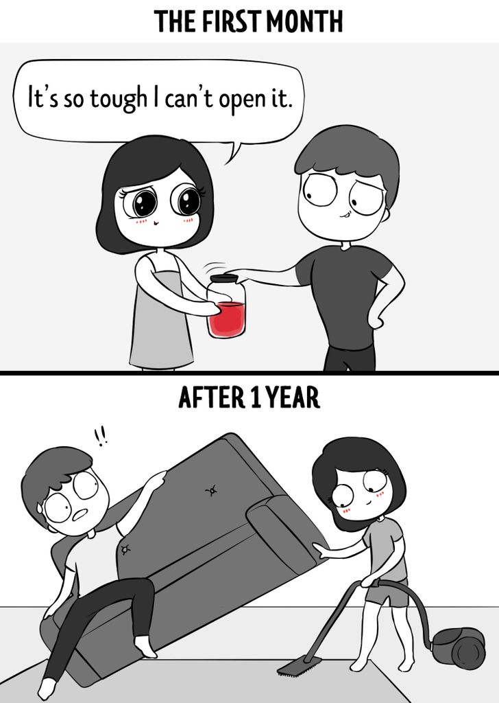 11 Comics Showing a Relationship in the First Month vs a Year Later