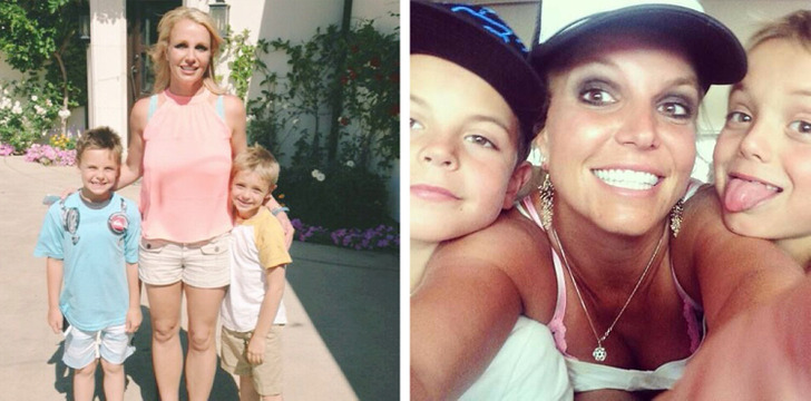 Britney Spears smiles with her two sons.
