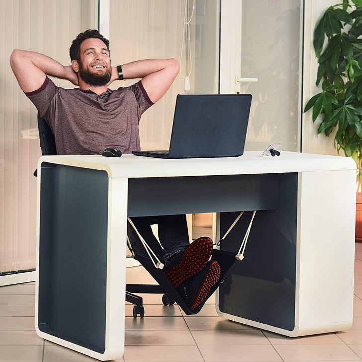 Desk Foot Hammock  Hammock, Diy hammock, Office decor