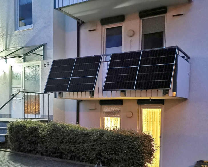 Plug-in solar panels on a balcony in Tauberbischofsheim, Germany