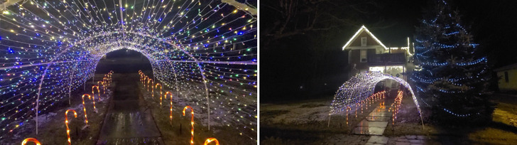 A Christmas Tunnel in the Front Yard, 25 Feet Long With 4,000 Lights