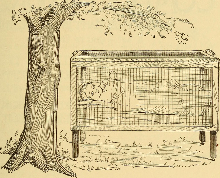 A screened bed for outdoor sleeping, from Dr. Evans’ How to Keep Well, 1917