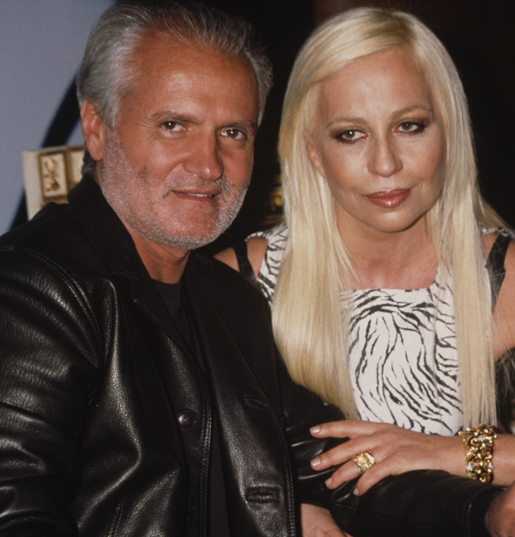 Gianni Versace with his younger sister Donatella Versace (after