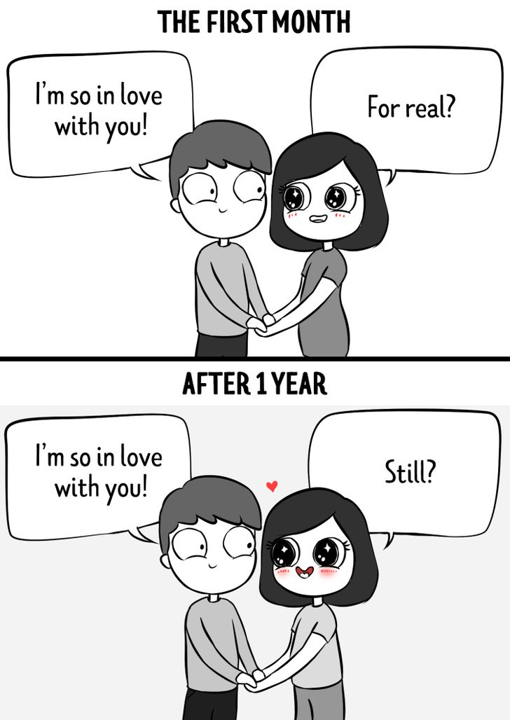 11 Comics Showing a Relationship in the First Month vs a Year Later