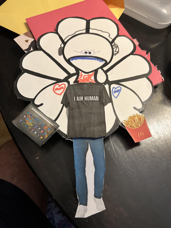 A Turkey Cutout a First Grader Disguised With a Parent Over the Weekend