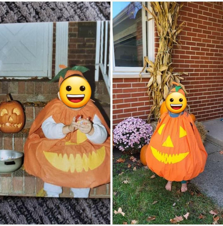 A Pumpkin Costume Mom Sewed 35 Years Ago, Now Worn by Her Granddaughter