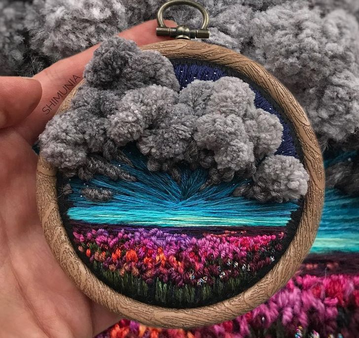 An Artist Creates Colorful Embroideries That Look Like Landscape Art /  Bright Side