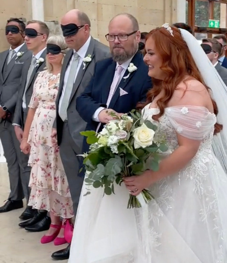 Why this bride had guests wear blindfolds during her ceremony