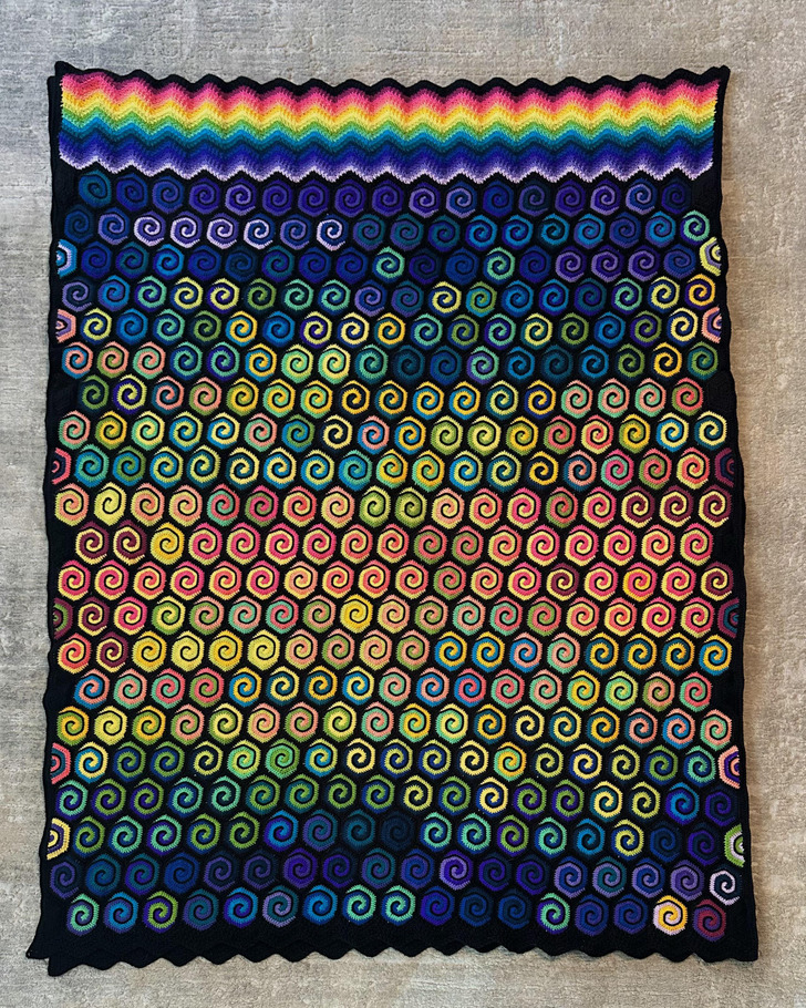 Spiral Hexagons in the Day’s Low and High, and a Second Blanket for Mom