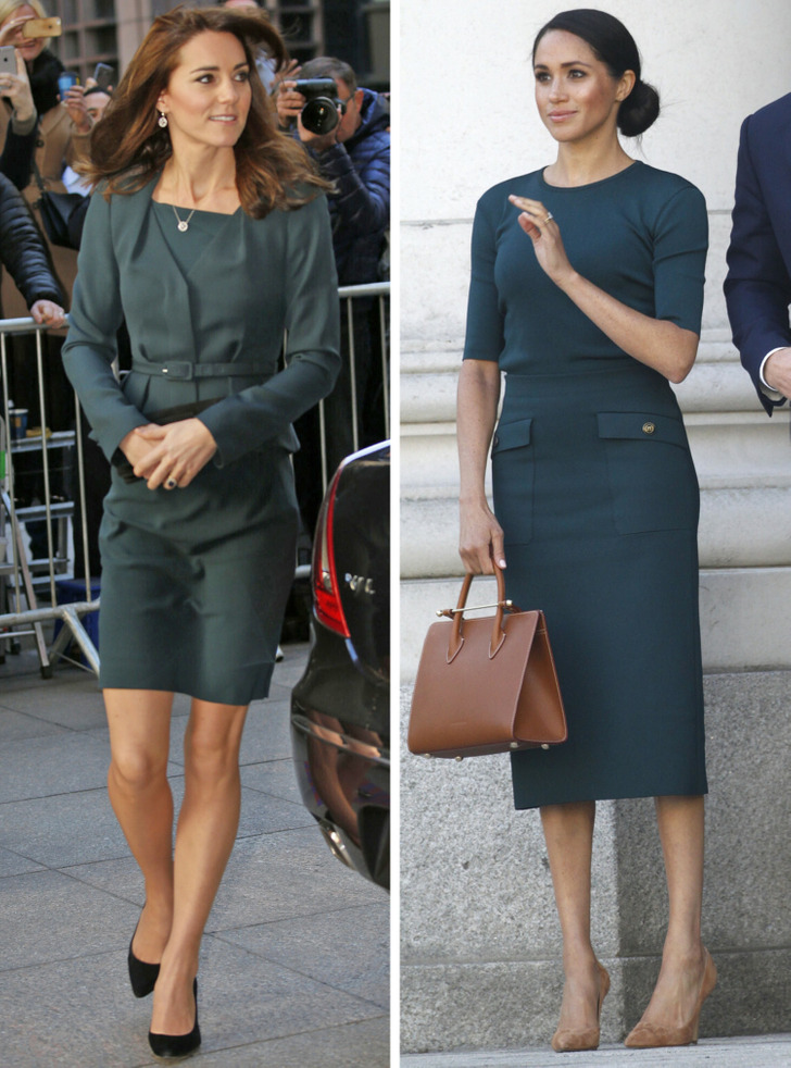 16 ครั้ง Kate Middleton และ Meghan Markle เลือกชุดที่คล้ายกันและเป็นไปไม่ได้ที่จะบอกว่าใครดูดีกว่าในพวกเขา