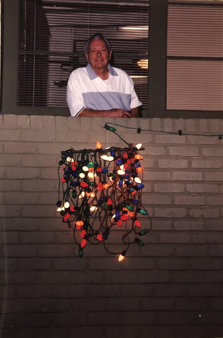A Grandpa Who Gave Up Untangling and Hung the Whole Knot on One Hook
