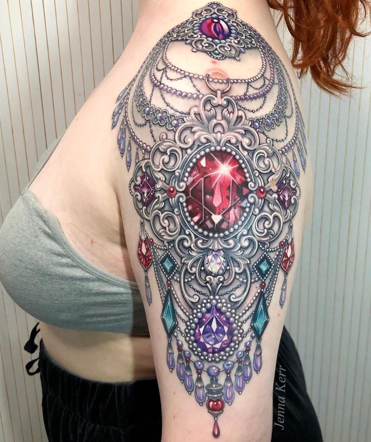An Artist Does Radiant Tattoos That Can Be a Gemstone on Peoples Bodies   Bright Side