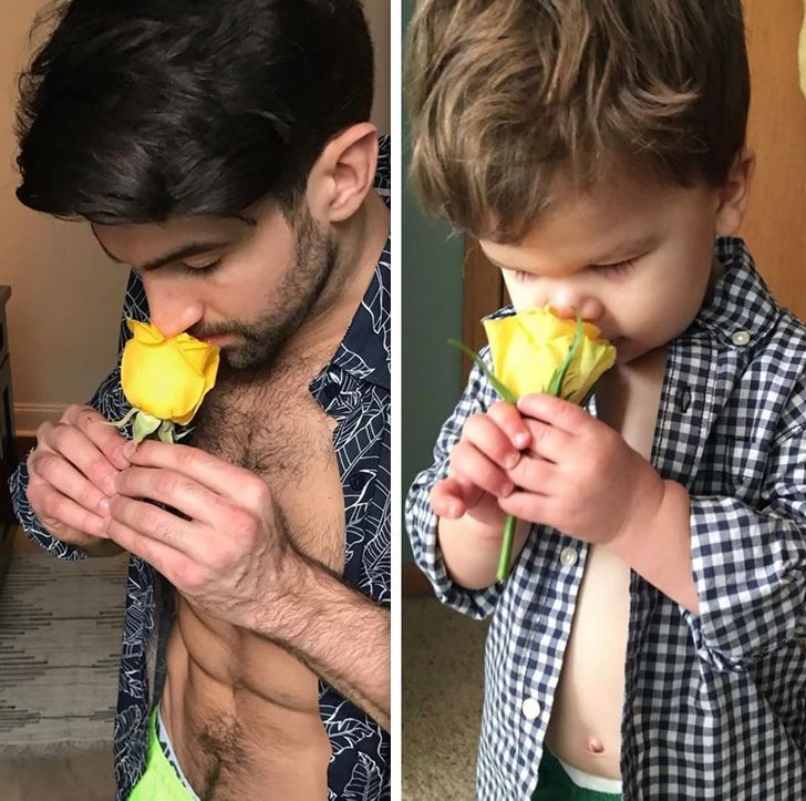 A Toddler Recreates His Uncle’s Photos on Instagram Showing that Charisma Can Be Inherited