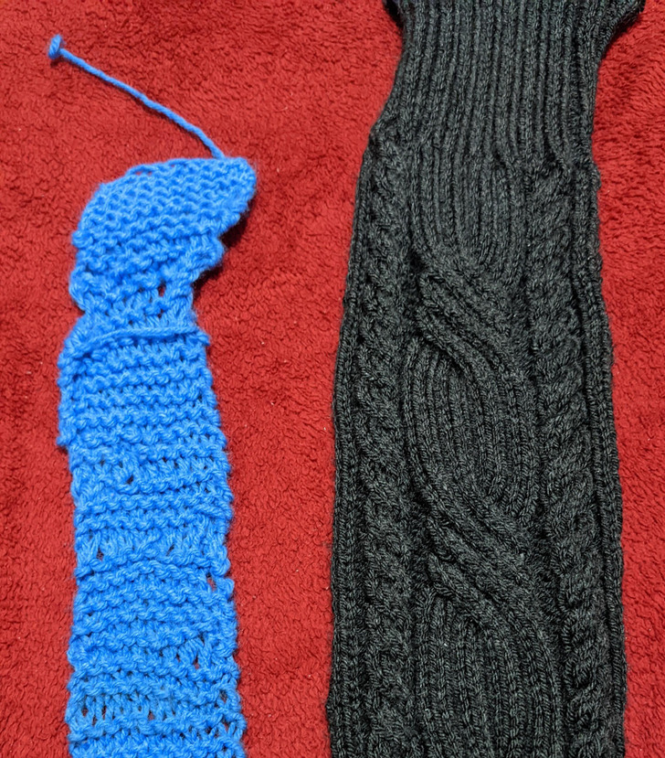 A Scarf Knit at 10 That Mom Kept for 18 Years, Next to Stockings Knit at 28