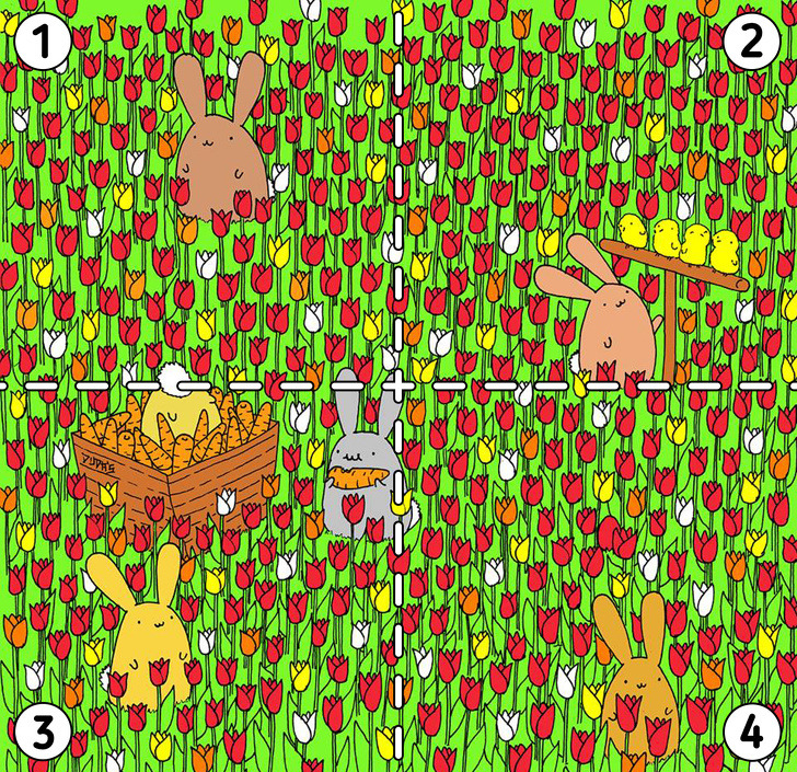 Can you find the Easter egg among the tulips?