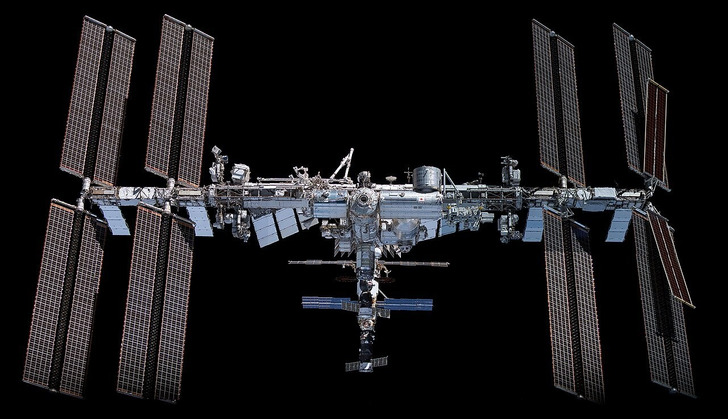 The International Space Station seen from a crew capsule, November 2021